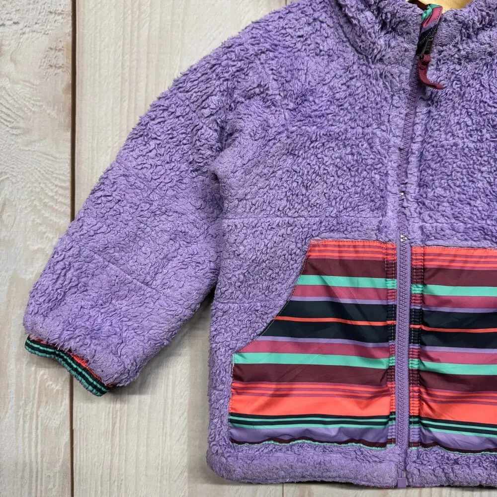 Patagonia Girls Toddler 2T?? Reversible Tribbles Hoody Jacket Sherpa Striped